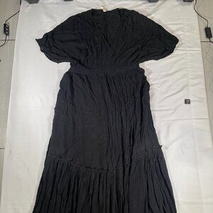 Elan Dress Thigh Slit Black Womens Size Medium